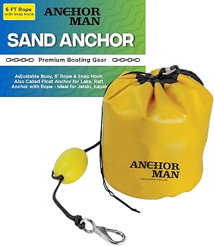Anchor-Man Sand Bag Anchor Kit for Floats & Jet Ski Fillable PWC Anchor with Floating Rope, Buoy & Snap Hook, Holds 35 lb
