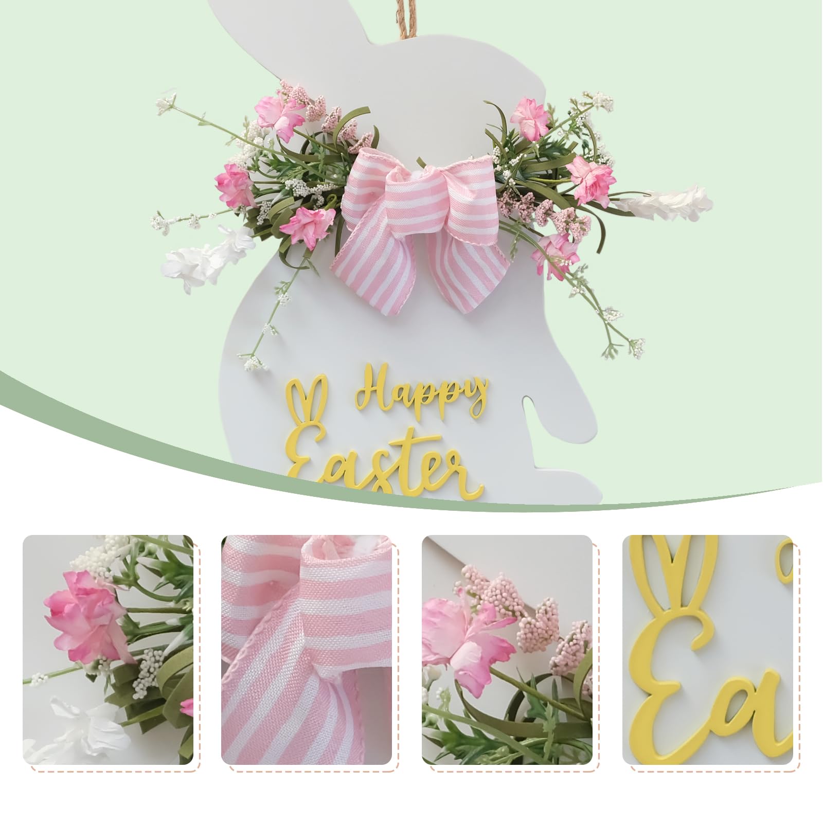 Idyllic White Easter Bunny Wreaths for Front Door, 18