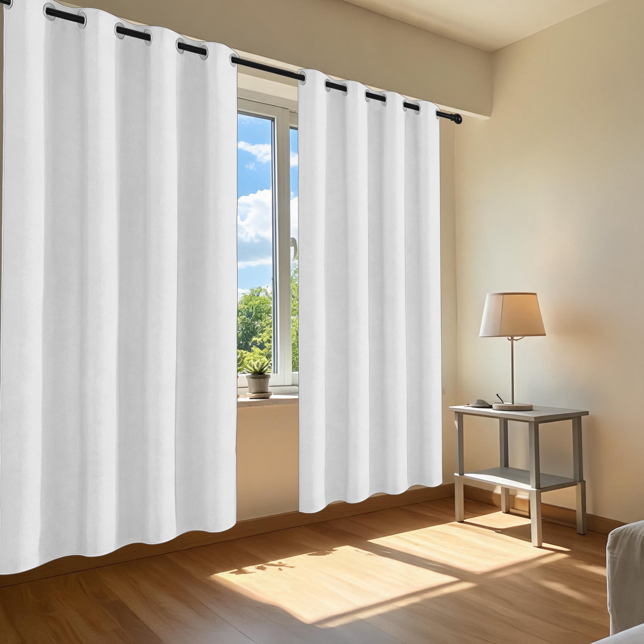 Verdunklungsvorhänge 210 x 100 cm Uv-Schutz Blickdichter Türvorhang mit Ösen für Schlafzimmer Wohnzimmer Kinderzimmer, Weiß