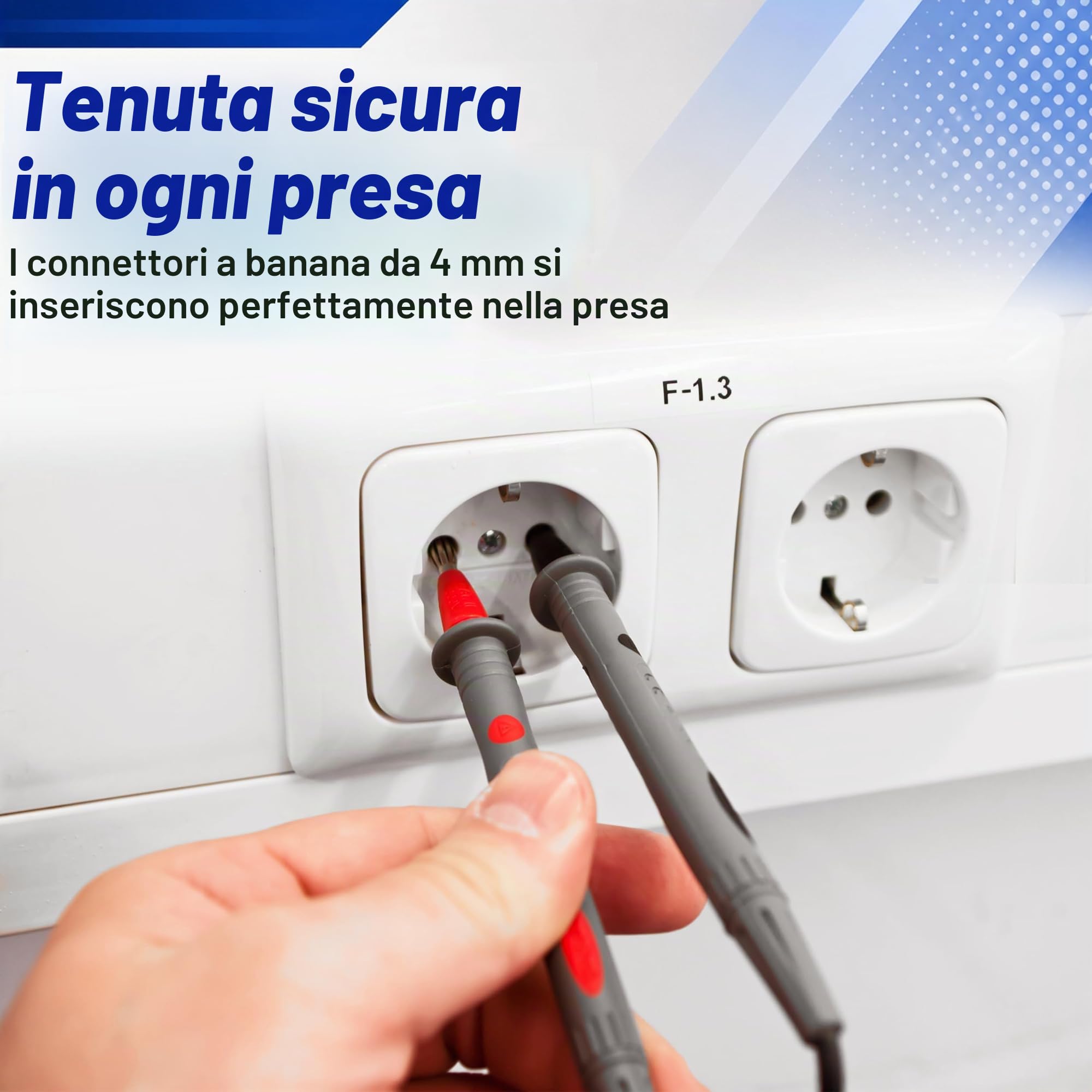 Peak Tech 1 Coppia Puntali multimetro Flessibile 120 cm, sicurezza – test kit di cavi, 1000 V AC/DC, 10 a, Cat III/IV, 1 pezzi, TKS 4