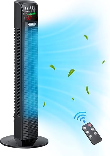 Miniatura 1 de PARIS RHÔNE Tower Fan, Oscillating Quiet Cooling Fan with Remote, Digital Thermostat,12H Timer, 3 Speeds & 4 Modes, Portable Stand Up Floor