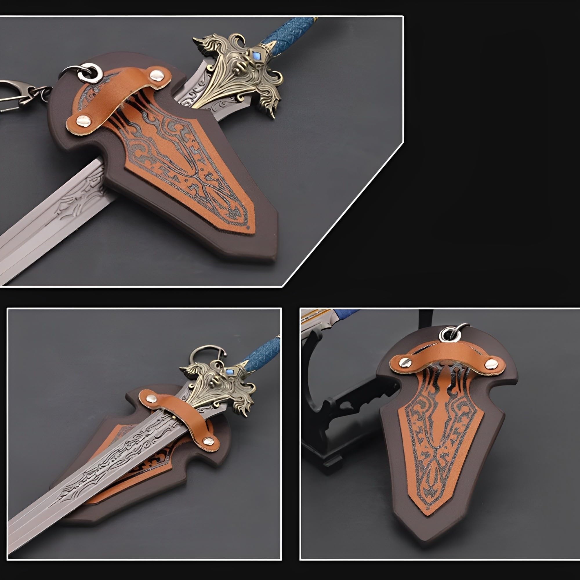 Figurine Anime, Modelli in Miniatura di Personaggi Giochi Fantasy con Supporti, Ashbringer, Frostmourne, Gorehowl