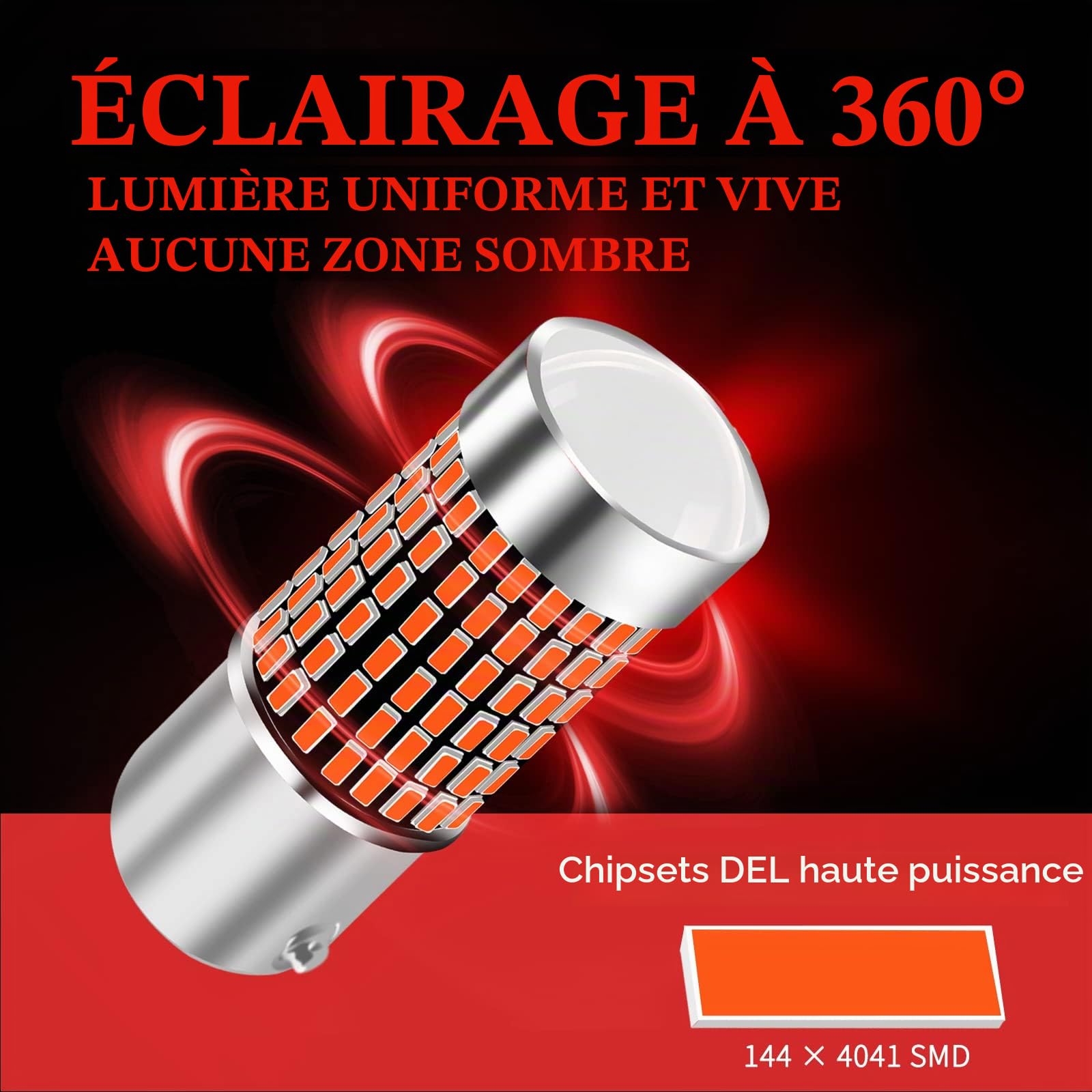 2Pcs ampoule led voiture sans erreur,ba15s p21w led ampoule led feu stop ampoule rouge 12-24V 23W super brillante pour feux de brouillard arrière et feux de position arrière
