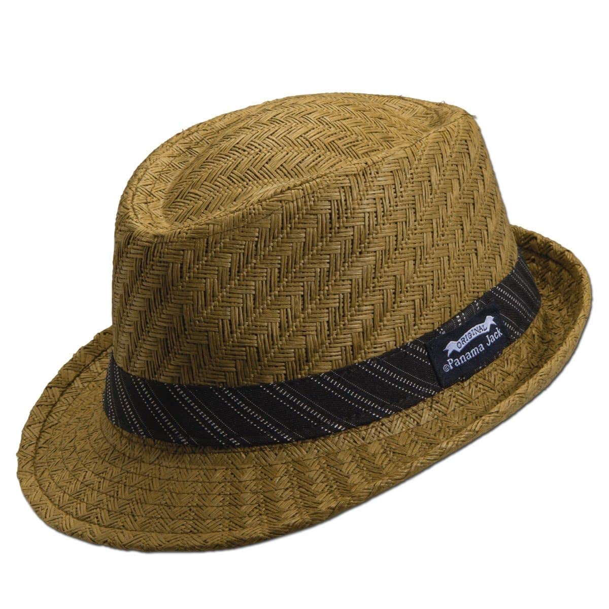 Panama JackWeaved Toyo Fedora with Striped Black Band