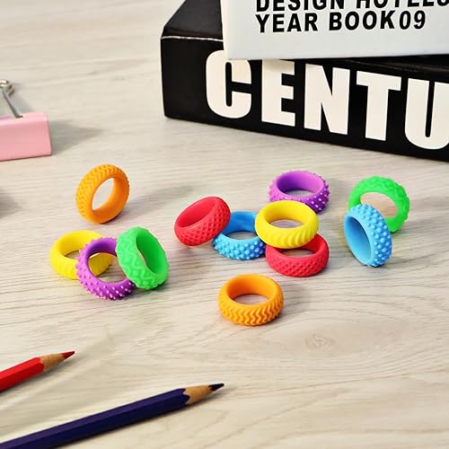 Miniatura 6 de Juguetes sensoriales Fidget Anillos para niños  18 piezas masticables de silicona silenciosa para el aula, juguetes a granel, pequeños artículos