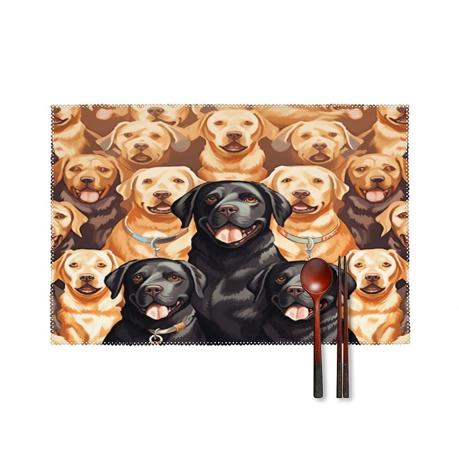 Labrador Retriever Dogs Placemats Set of 4 Heat Resistant Non-Slip Place Mats Reusable Dining Table Mats Canvas Place Mat Anti-Fading Waterproof Placemats for Dining Table Decor