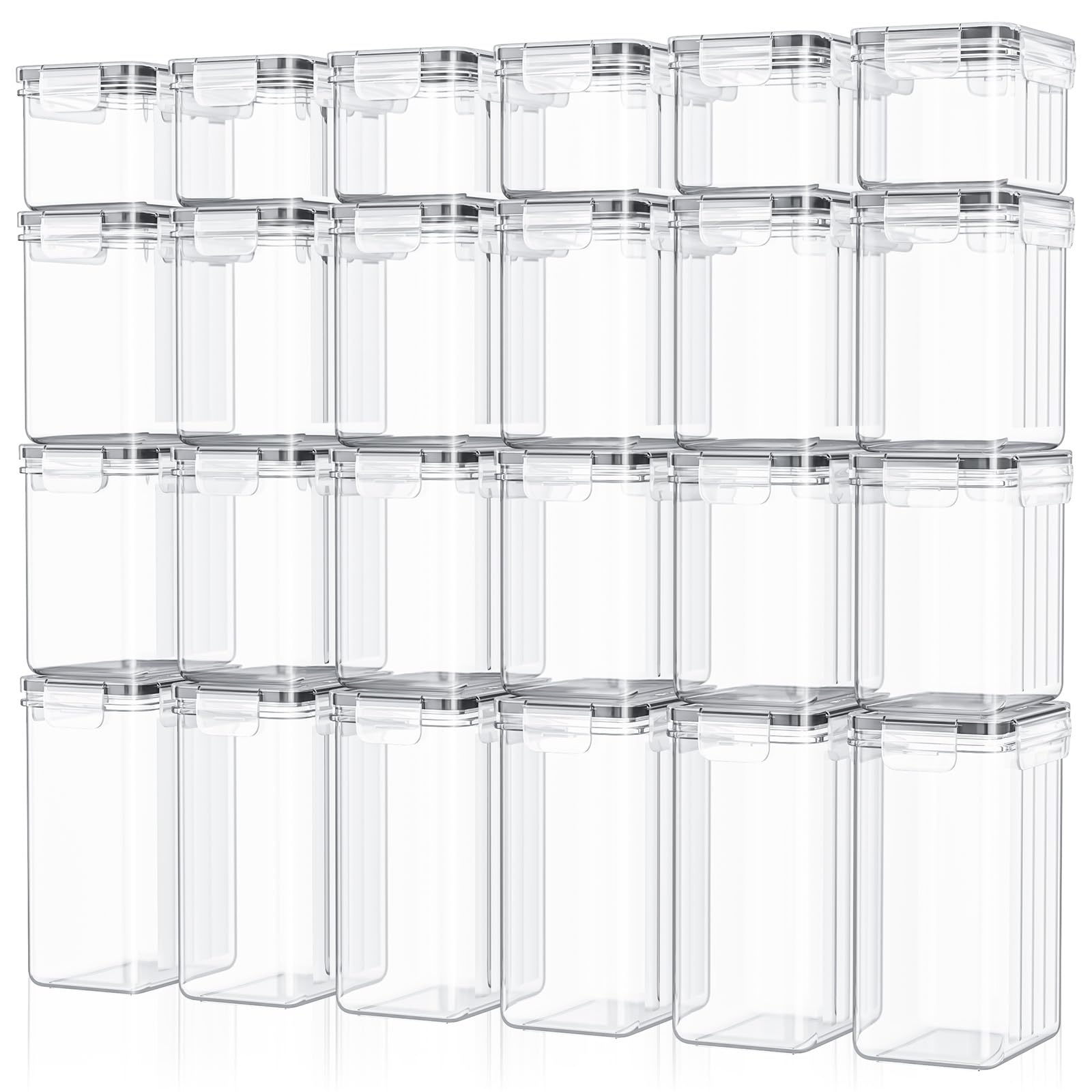 Storivo Food storage Lot de 24 boîtes de conservation hermétiques avec couvercle, organisateur de cuisine pour farine, sucre, céréales, etc., avec étiquettes et marqueurs, pour cuisine et