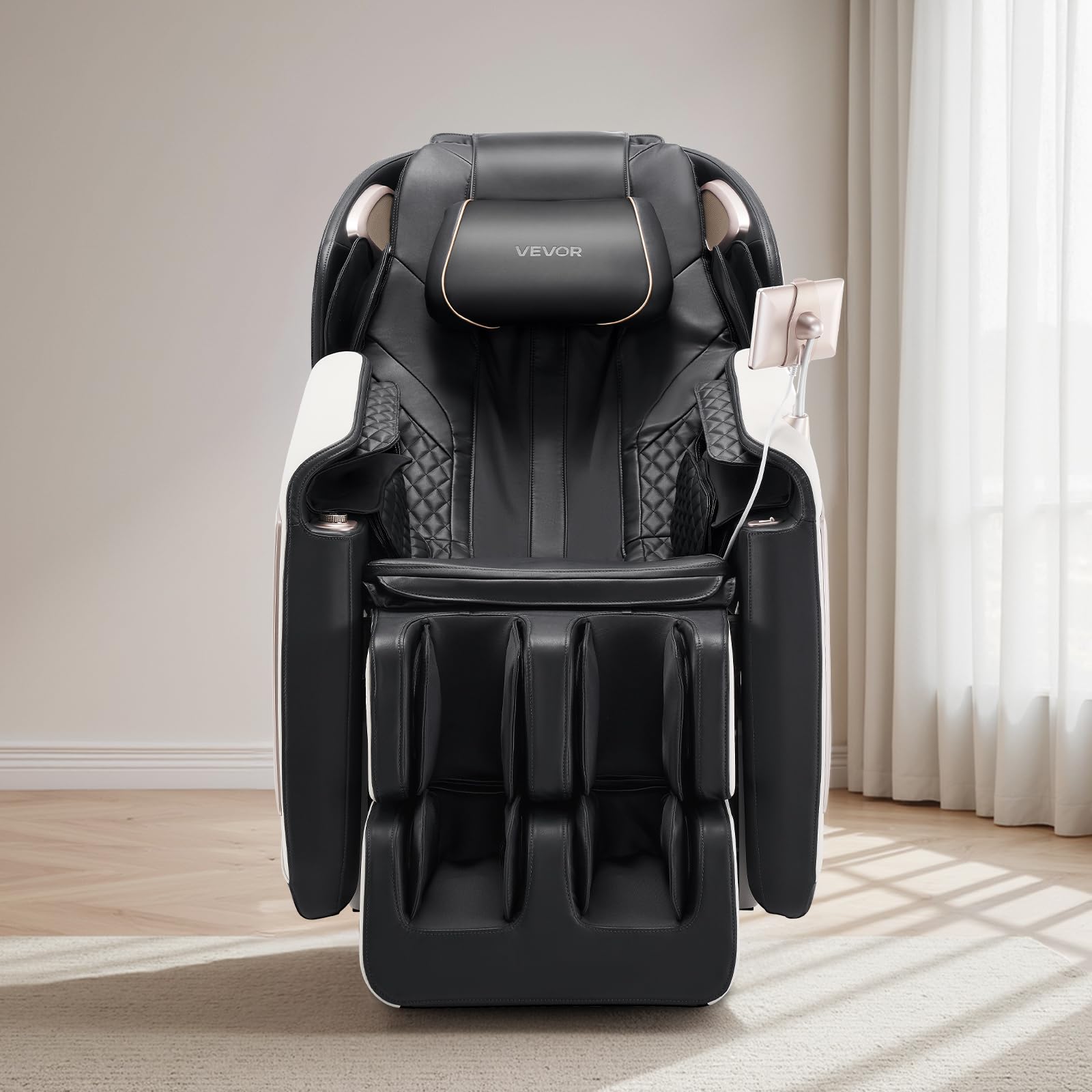 VEVOR Fauteuil de Massage avec Rail SL, Fauteuil Relaxation Massage 3D inclinable, zéro gravité, 18 Modes automatiques, Chauffant, avec pédale rétractable, 36 airbags, écran LCD, Boutons d'accoudoir
