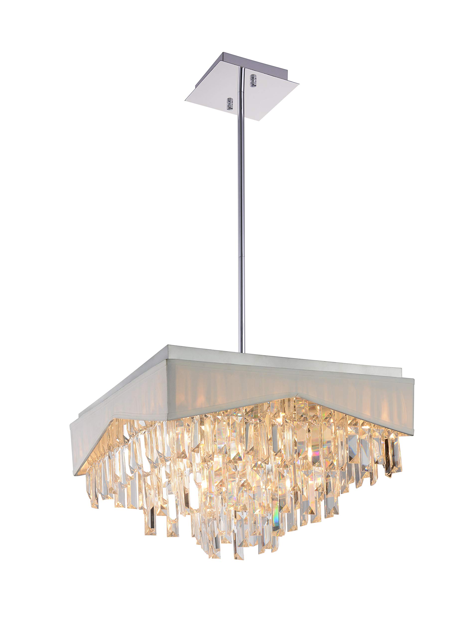 Chrome Finish 13 Light Down Chandelier Trimmed with Lead Crystal | Traditional Design | Requires 13 G9 Bulbs Max 40 W (Sold Seperately) | Chrome Finish | Lighten Up | Fillipo Collection