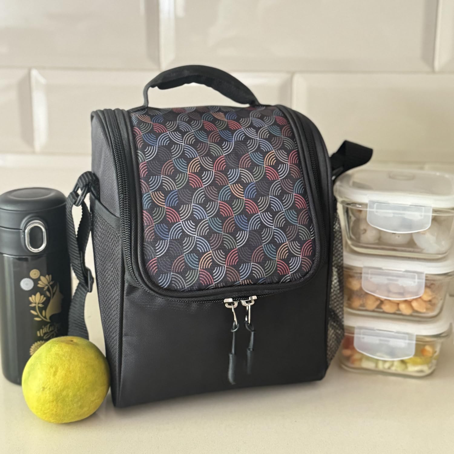 HAMELIN Lunch Bag for Office Men, Women | Stylish Tiffin Bag | Lunch Bag for Work, School, Picnic &Travel | Portable Lunch Box Bag | Leakproof Tiffin Box Bag with Adjustable Straps-Rainbow (B077P1YV8S) Amazon Price History, Amazon Price Tracker