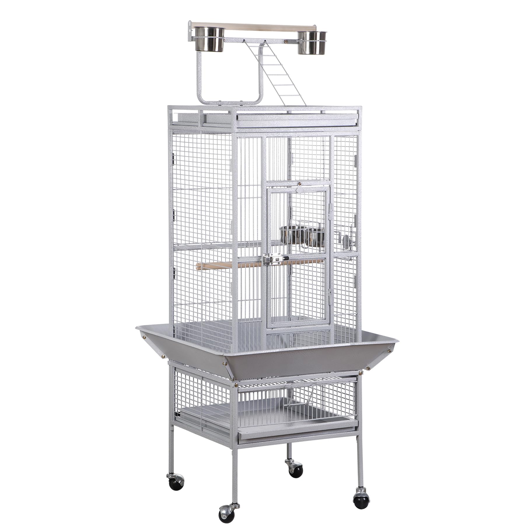 Nova Microdermabrasion 61 Inches Large Bird Cage Play Top Parrot Cockatiel Parakeet Chinchilla Macaw Cockatoo Cage W/Stand Perch Pet Supplies, White