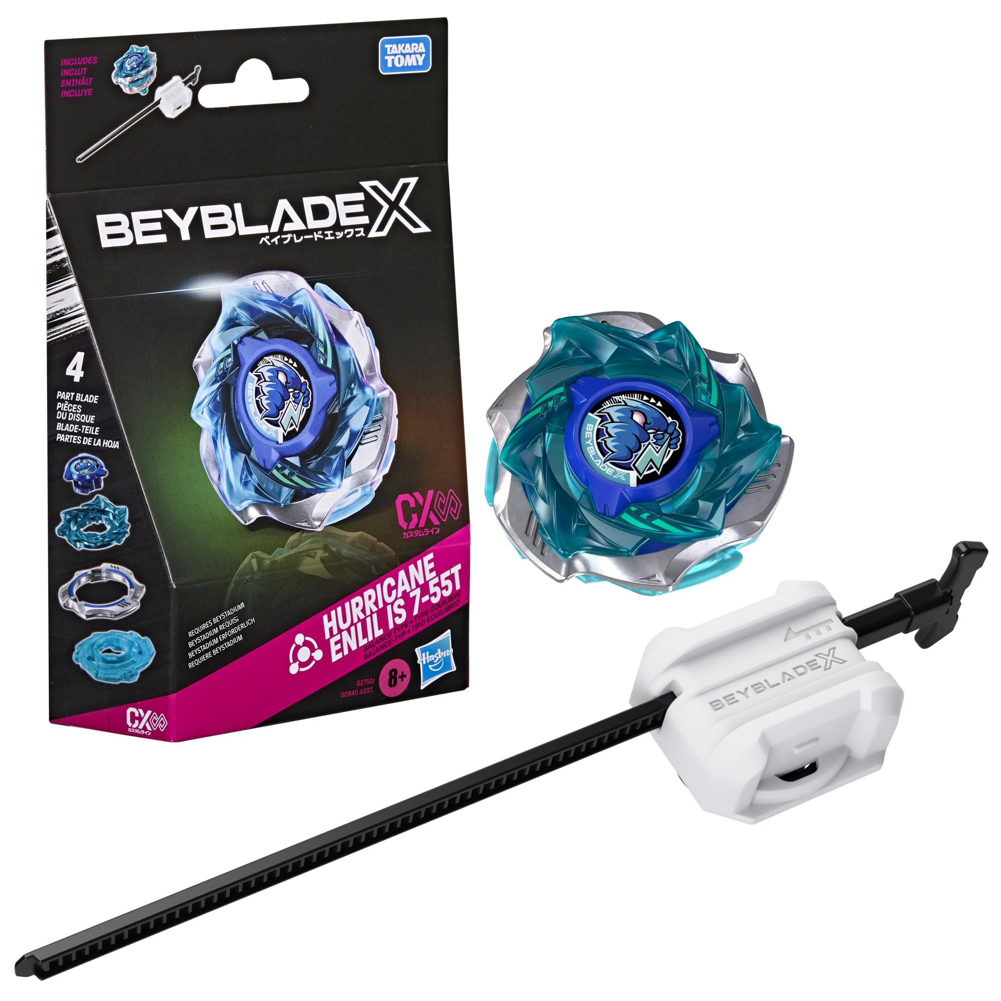 Beyblade X Hurricane Enlil IS 7-55T CX Infinity Starter Pack Set, Takara Tomy Balance Type Top and Launcher, Battling Tops Game Toys, Ages 8+