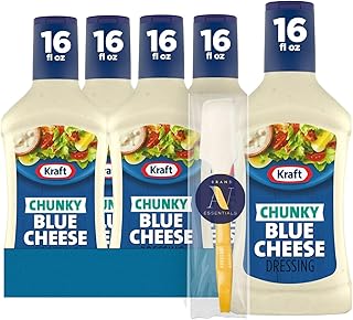 Lavinia Essentials Bundle: 4-Pack of Chunky Blue Cheese Creamy Dressing, 16oz Squeezable Plastic Bottle + 1 Utility Prop.