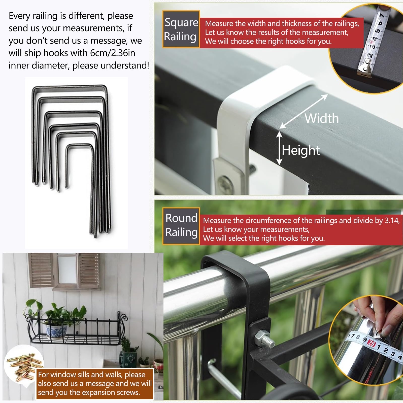 Porte-Fleurs Suspendu en Fer, Jardinière À Rampe, Forte Capacité De Charge, Une Variété De Spécifications, Convient for Les Appuis De Fenêtre, Les Murs, L'extérieur(120cm/47.2in)