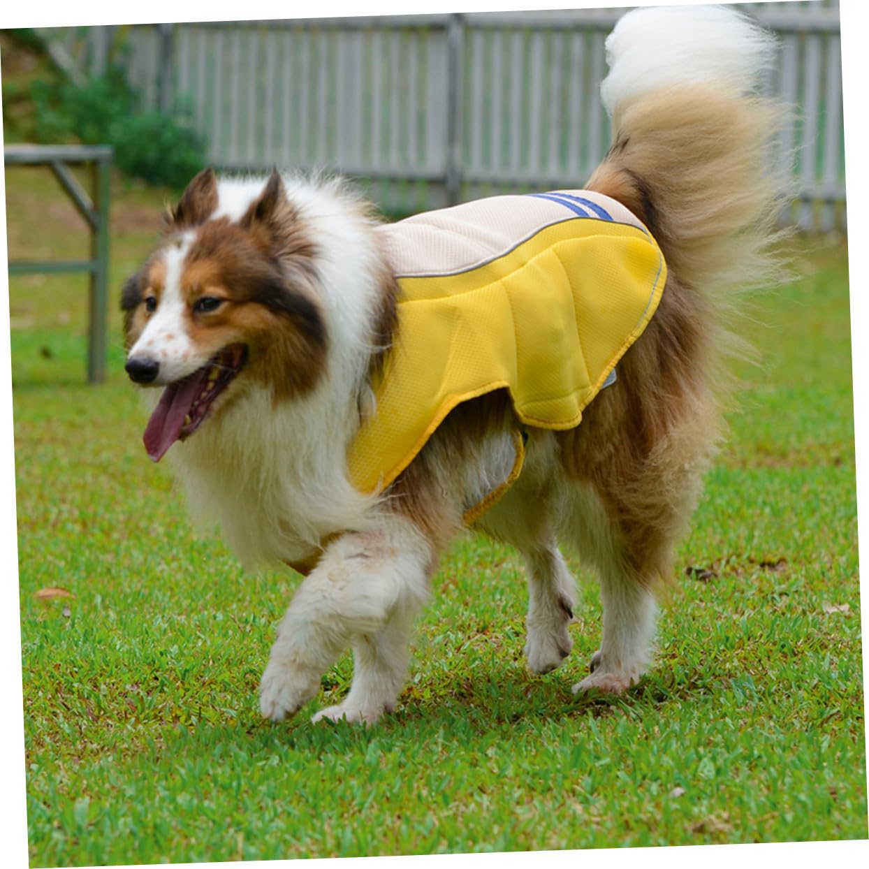 BESTonZON Gilet De Prévention pour Animaux De Compagnie Gilet Rafraîchissant Tissu Respirant Jaune Taille l Protection Solaire pour Chiens Été Promenade Entraînement