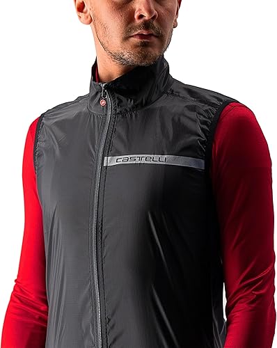 Miniatura 7 de CASTELLI Chaleco elástico Squadra para hombre, resistente al viento, cremallera completa con cuello alto para ciclismo de carretera y grava I