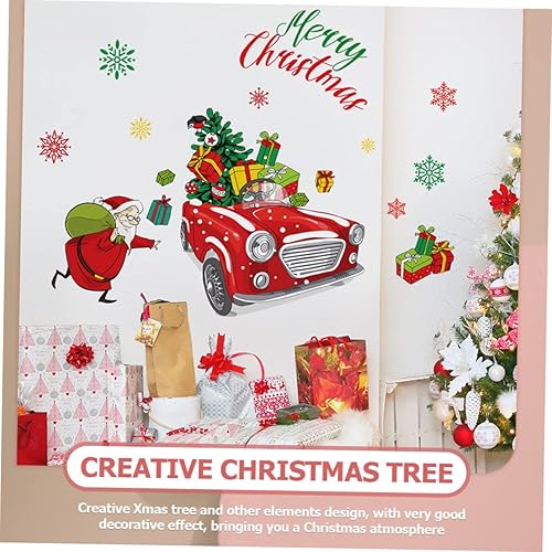 Miniatura 9 de Garneck 1 juego de calcomanías de pared de Navidad para ventanas, calcomanías de pared de Navidad para ventana, decoración de pared de Navidad,
