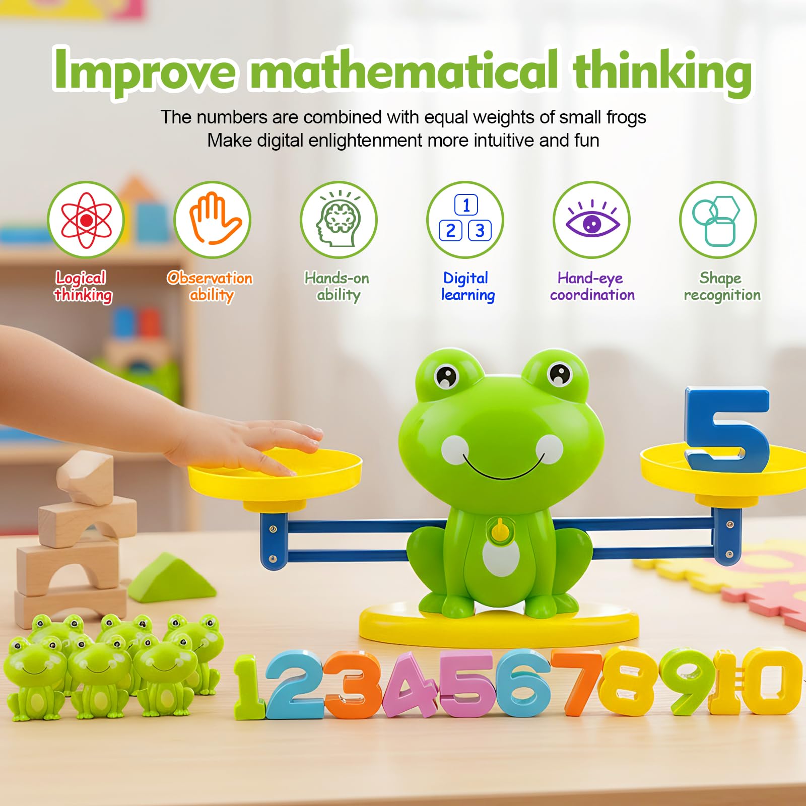 Giocattoli Educativi Montessori Bilancia Matematica Rana,Gioco di Apprendimento Numeri e Calcolo,Giochi Matematici per Bambini 5+ Anni,Giocattolo Didattico per Ragazzi e Ragazze