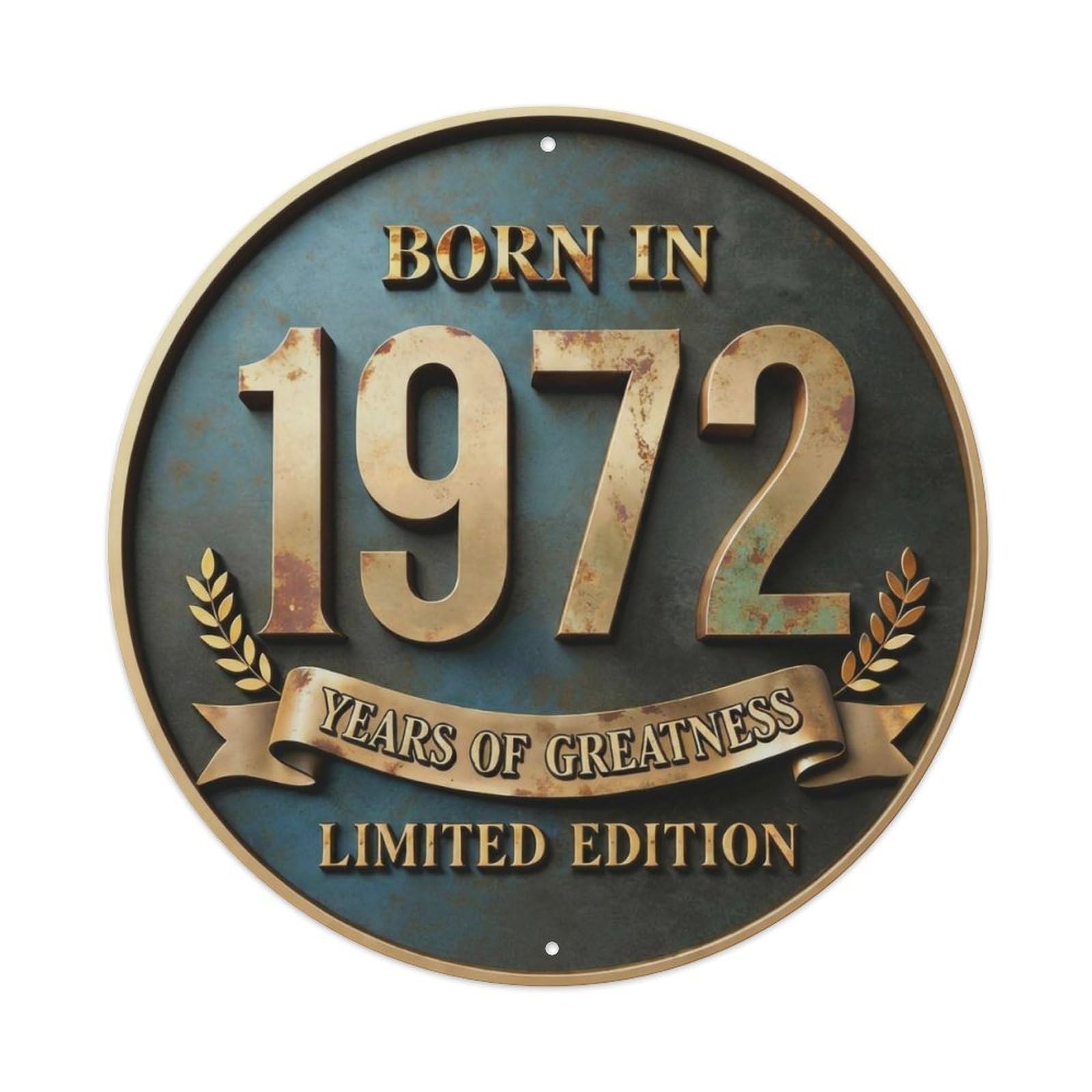 Okahys 8X8inch(20X20cm) Born In 1972 Years Of Greatness Year-Themed Birthday Gift Metal Tin Sign