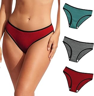 Bragas Mujer Pack de 3 Braguitas Elásticas con Bordes Negros Multipack