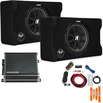 KICKER 48CDF124 2-Subwoofer Down-Firing Bundle with CXA800 Amp