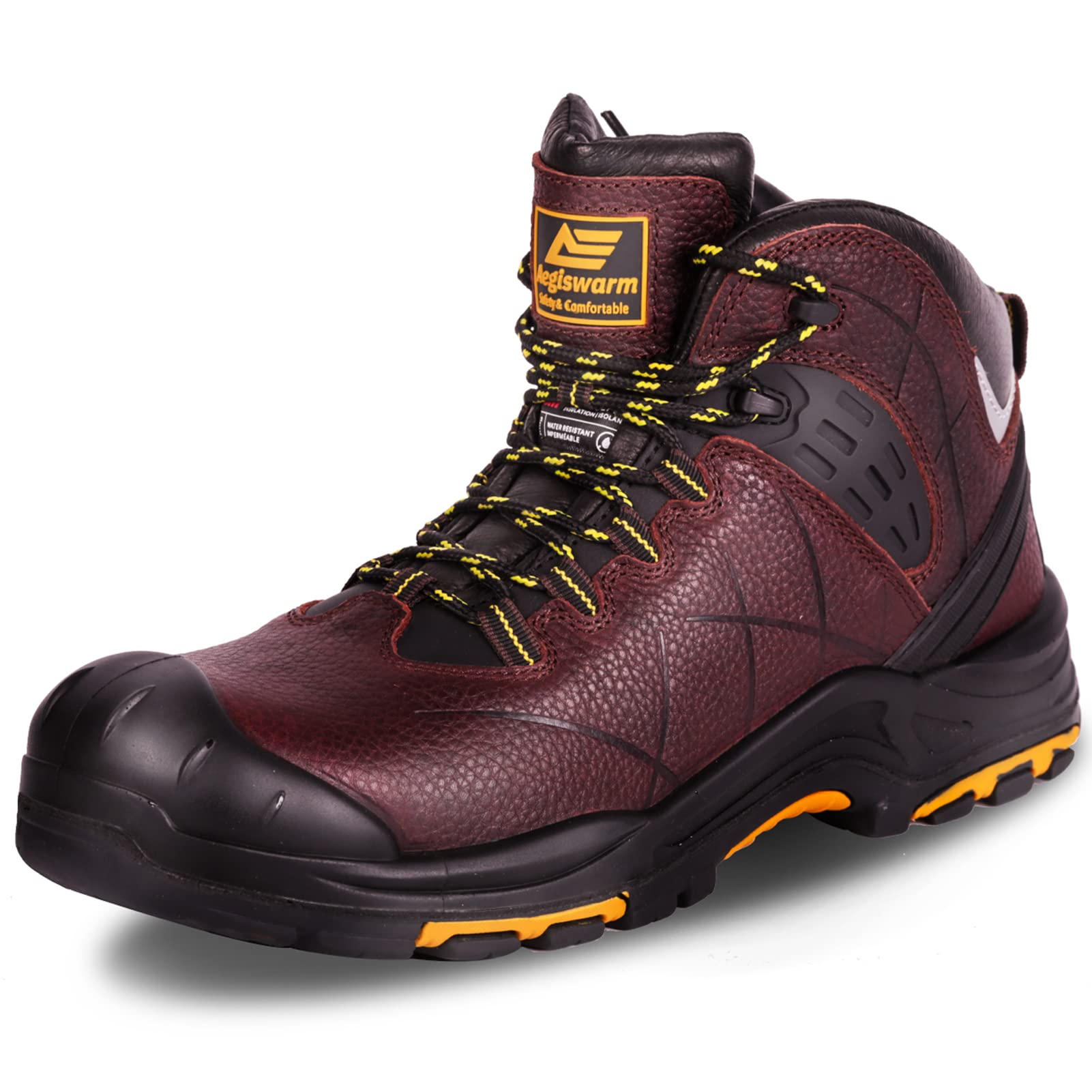 6" Steel Toe Work Boots for Men Waterproof Durable Crazy-Horse Non Slip Industrial and Construction Safety Footwear Mens Work Boots