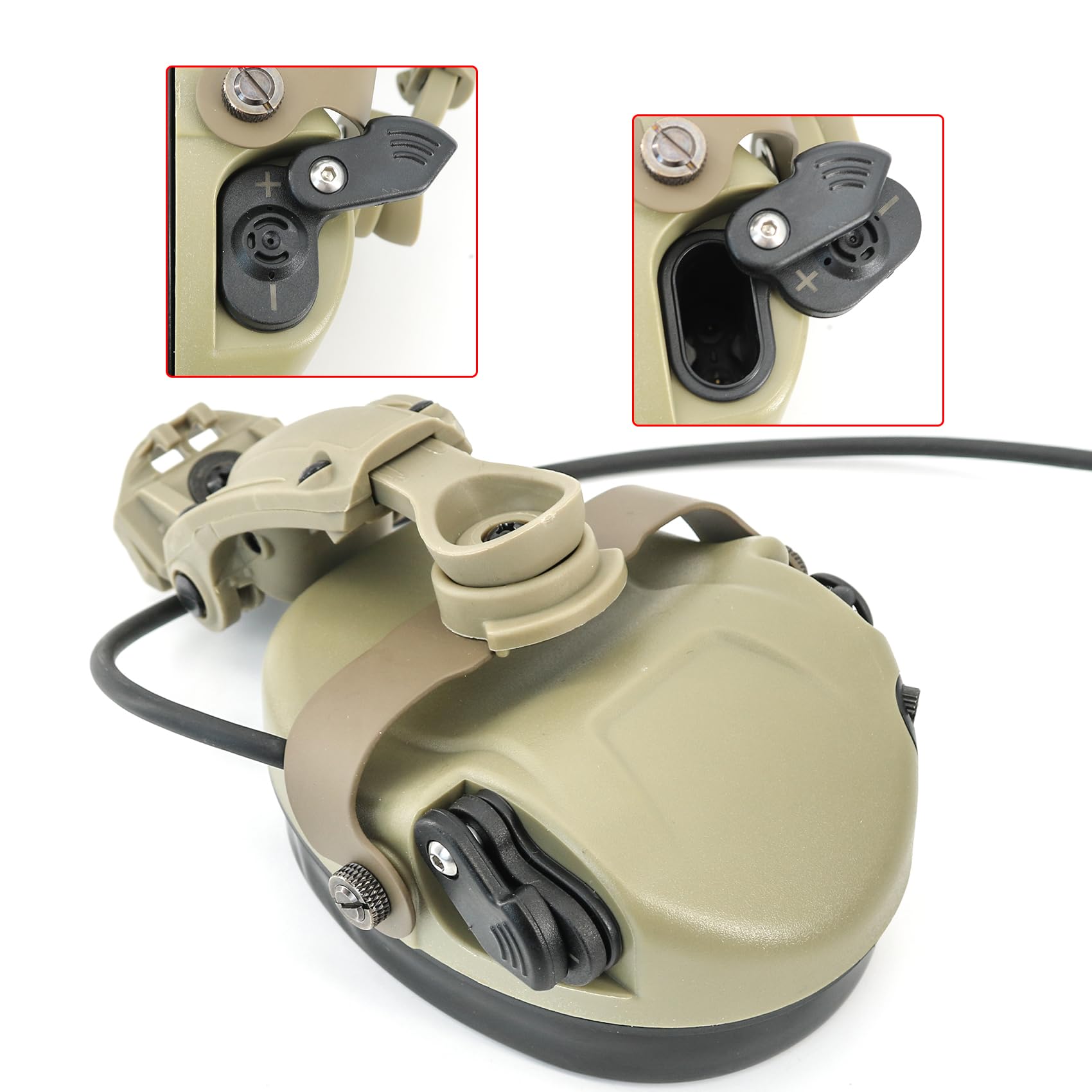 MH303 Casque tactique pour casque de tir, protection auditive avec ligne d'extension Bluetooth et micro, pour la chasse, l'airsoft