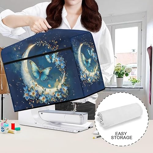 Miniatura 160 de Funda para máquina de coser de mariposas y flores con prácticos bolsillos, funda protectora con asa, para la mayoría de máquinas de coser estándar