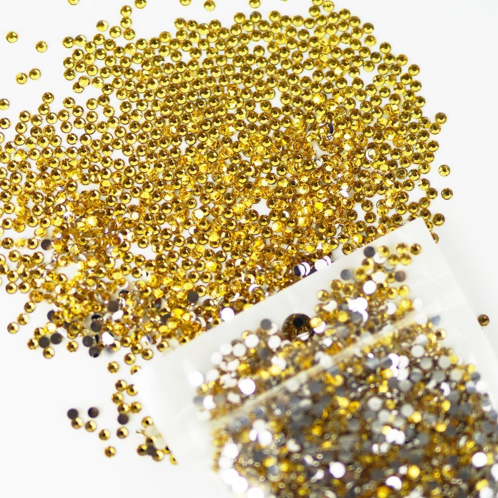 5600pcs Gold Yellow AB Resin Flatback Rhinestones for Crafting, 3mm SS12 Craft Rhinestones Beads, Non-Hotfix Jelly Gold Yellow AB Gems Stones Diamonds
