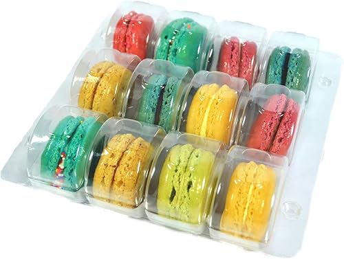 Vend Exchange - Recipientes de plástico transparente para macarrones, se adapta a 12 macarons (paquete de 14)