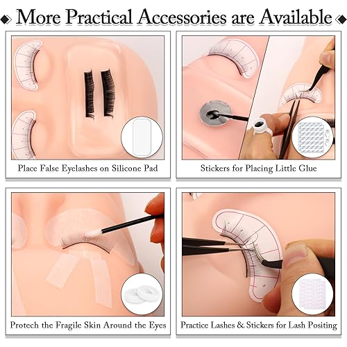 Miniatura 7 de Kit profesional de 404 suministros para extensiones de pestañas con racimos de pestañas, abanico de pestañas, pegamento de extensión, removedor de