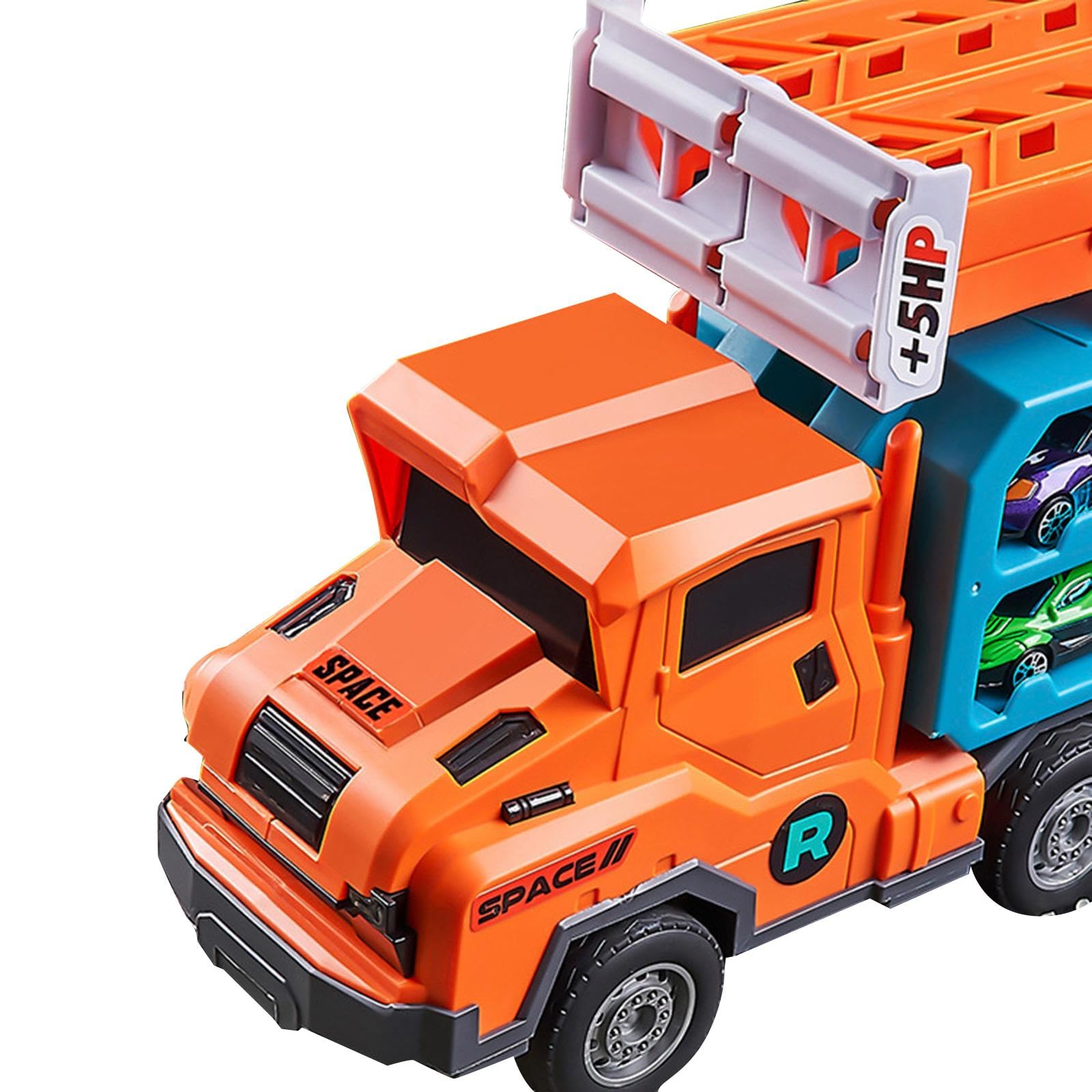 Camión Transportador de Coches de Juguete, Camión de Transporte Transformable, Divertido Camión de Juguete Plegable, Transportador de Almacenamiento D, Naranja
