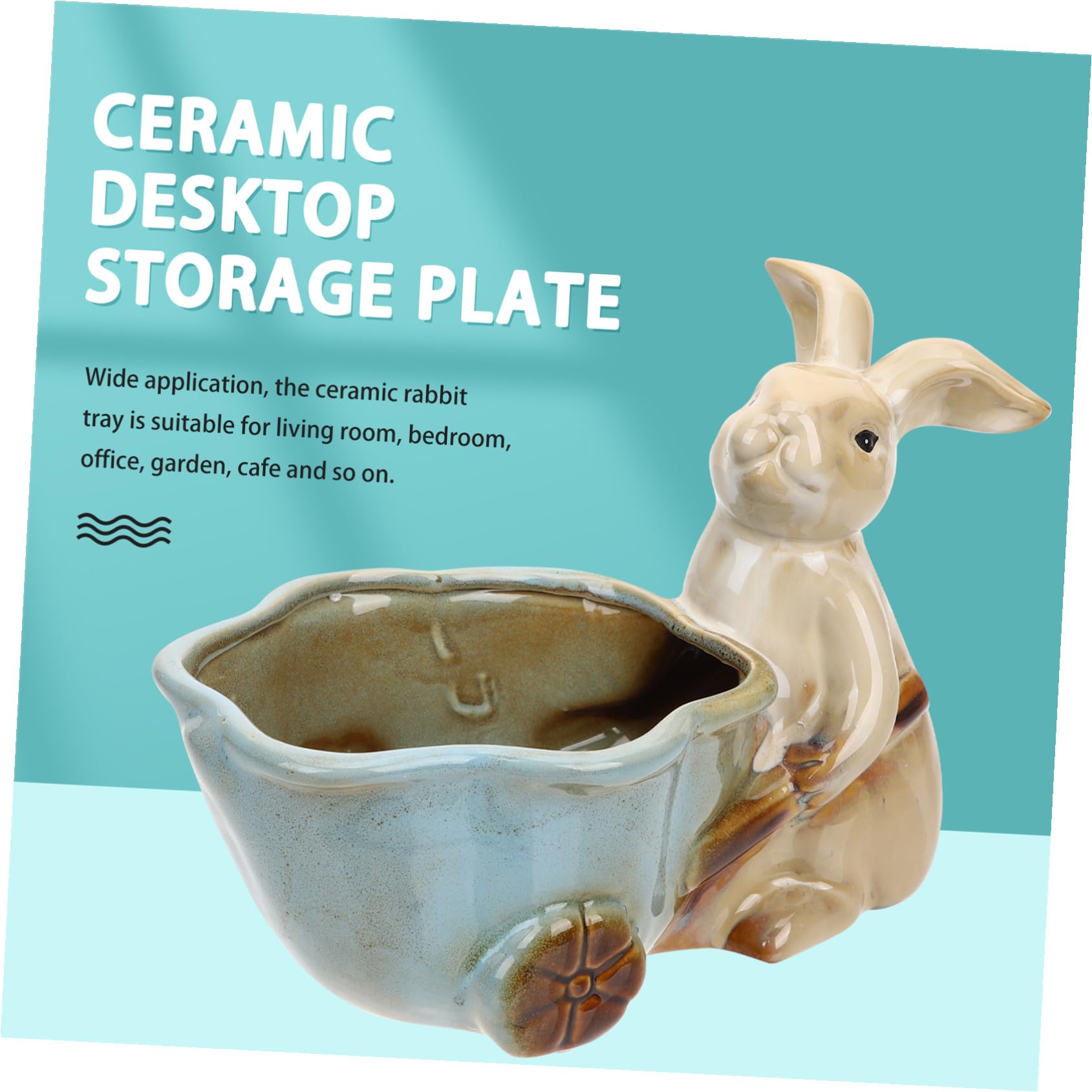 LIFKOME Bandeja Decorativa para Guardar Llaves y Teléfono de Cerámica Forma de Conejo Adorno para Escritorio Adecuado para Sala de Estar u Oficina