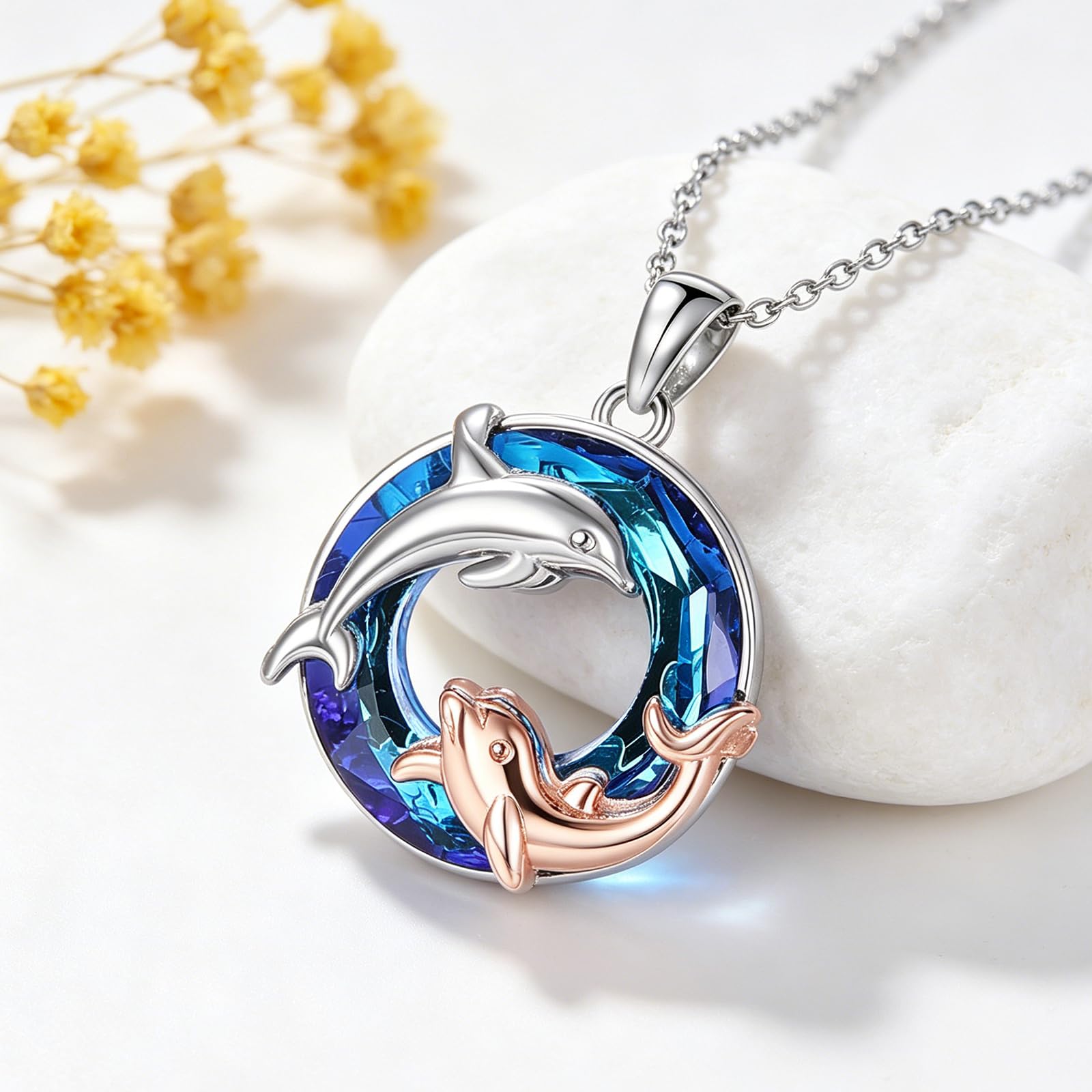 Cuoka Collana con delfino in argento Sterling 925 Ocean Amicizia Bff collana animale pesce gioielli festa della mamma regali per le donne ciondolo