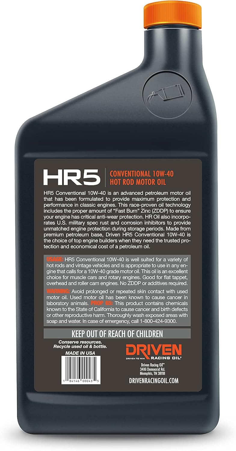 Driven Racing Oil HR-5 Hot Rod Conventional 10w-40 Motor Oil (12 Quarts)