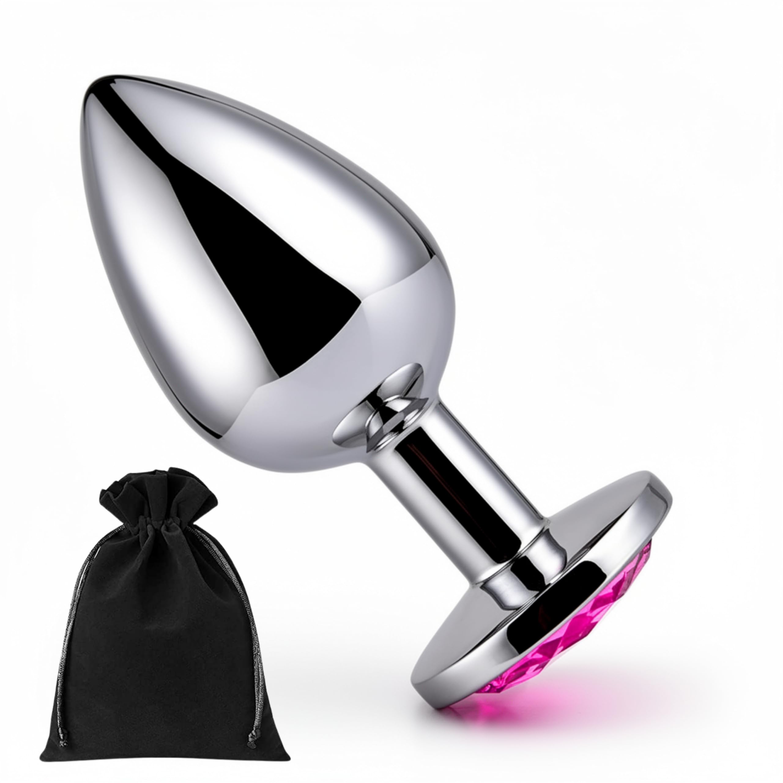 plastic anal plug Shots Ouch! Round Gem Butt Plug Medium Silver/diamond – shop.literotica.com main image 1