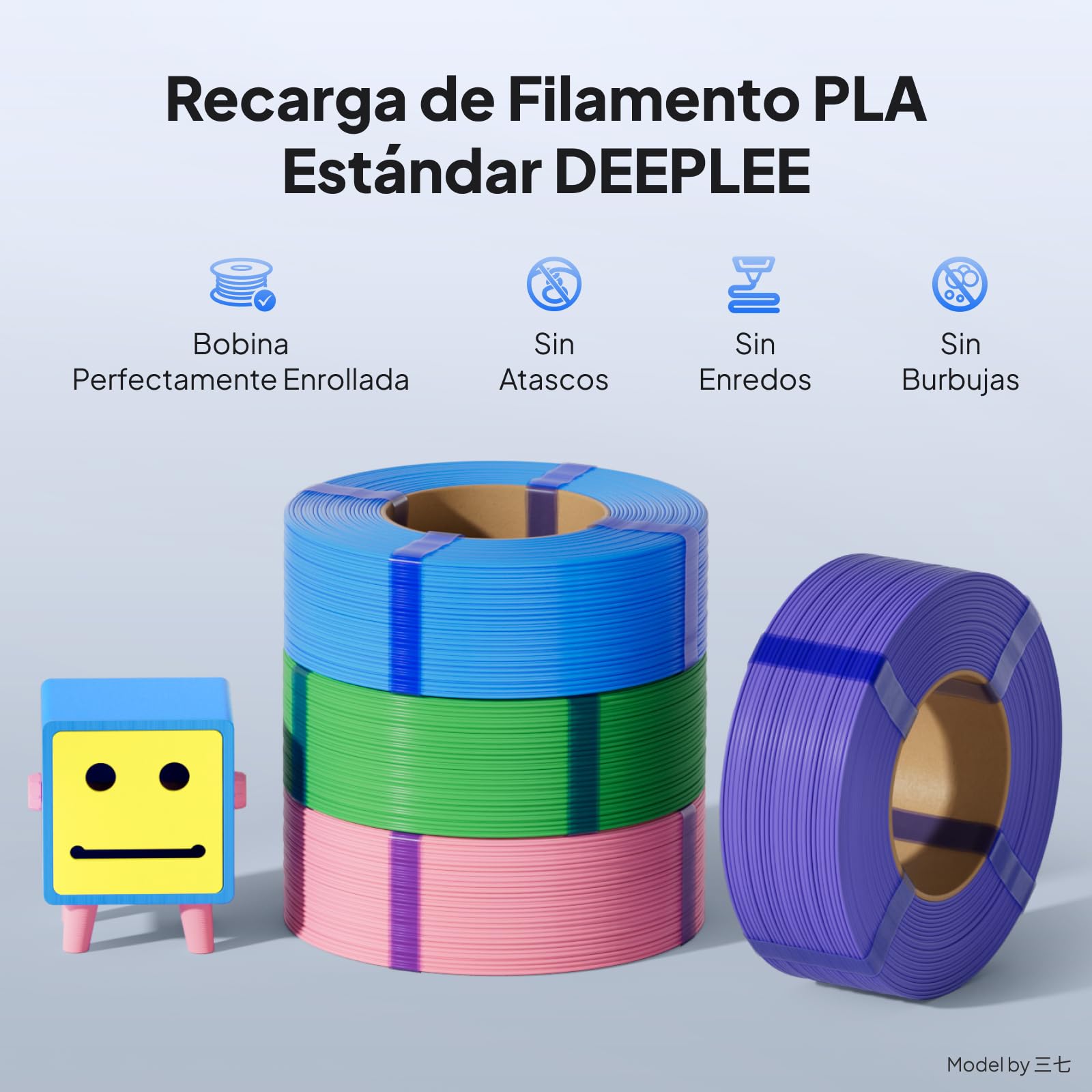 DEEPLEE Filamento PLA Basic Refill 1.75 mm, 2 Negro + 2 Blanco, Kit 4 x 1kg