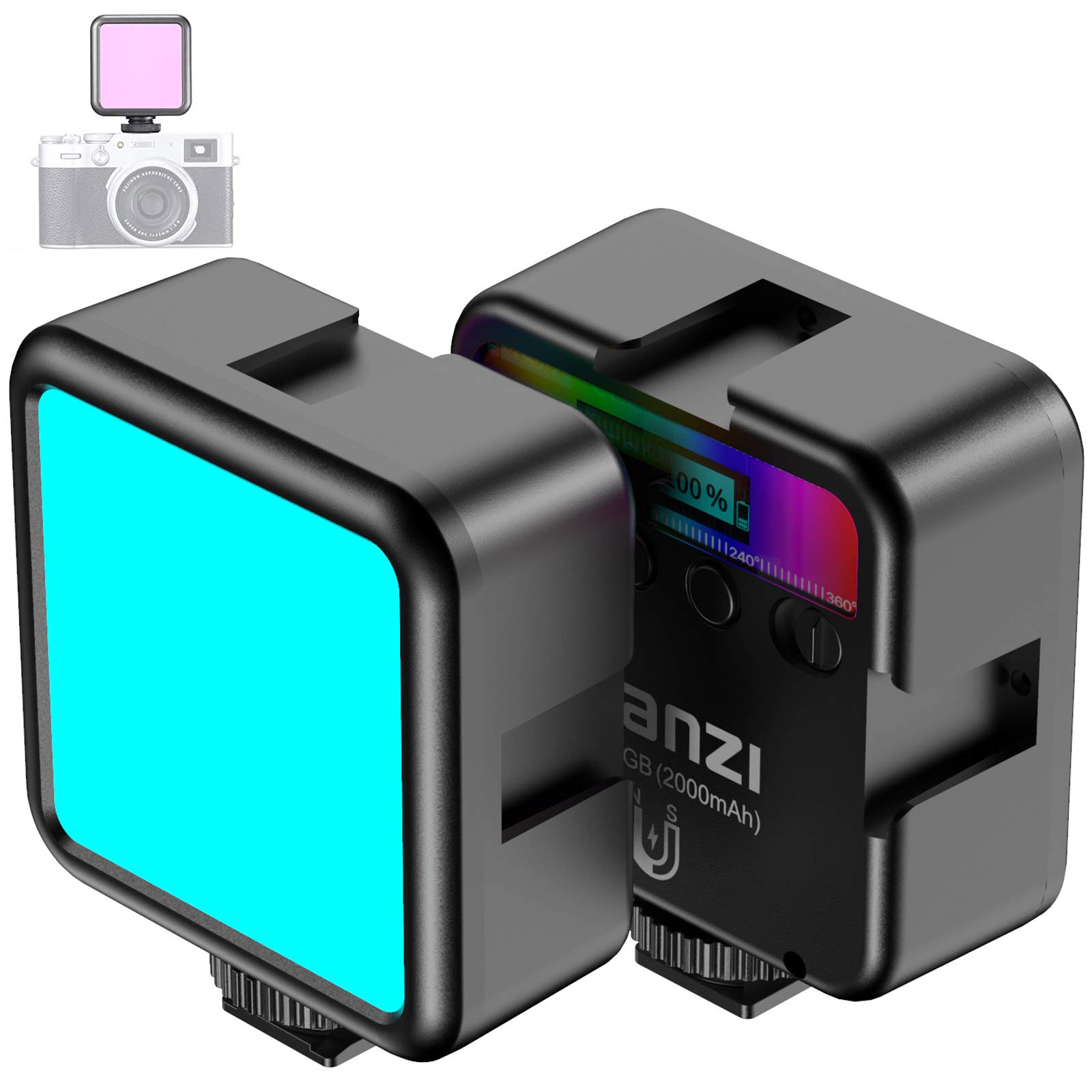 VIJIM 49 RGB Video LED Light w 360° Full Color Led Camera Light CRI95+ 2500K-9000K, Dimmable LED Panel Light w LED Display for YouTube DSLR Camera Camcorder Photo Shooting