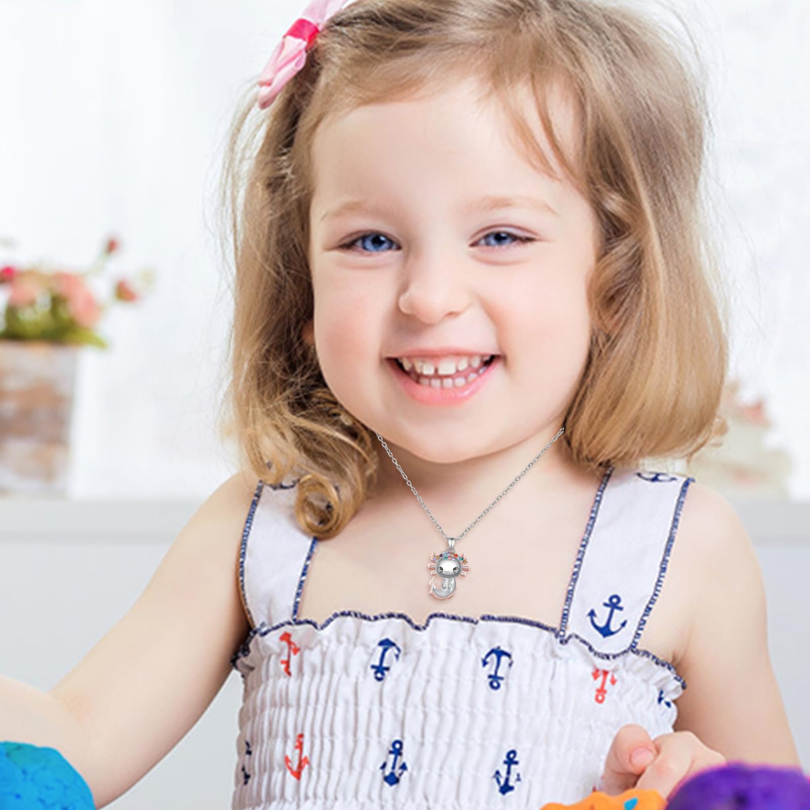 Aleación Collar de Ajolote de Cristal - Moderno Colgante Salamandra, Regalo Ideal para Niños y Niñas, Perfecto para Cumpleaños, Navidad y Graduación
