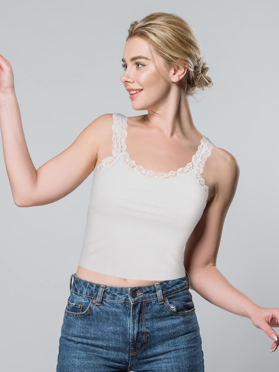 4 Pack Camisole for Women Lace Tank Tops Cami Soft Comfy Tank Cami Undershirt Lace Straps Top for Girl Women - Image 2