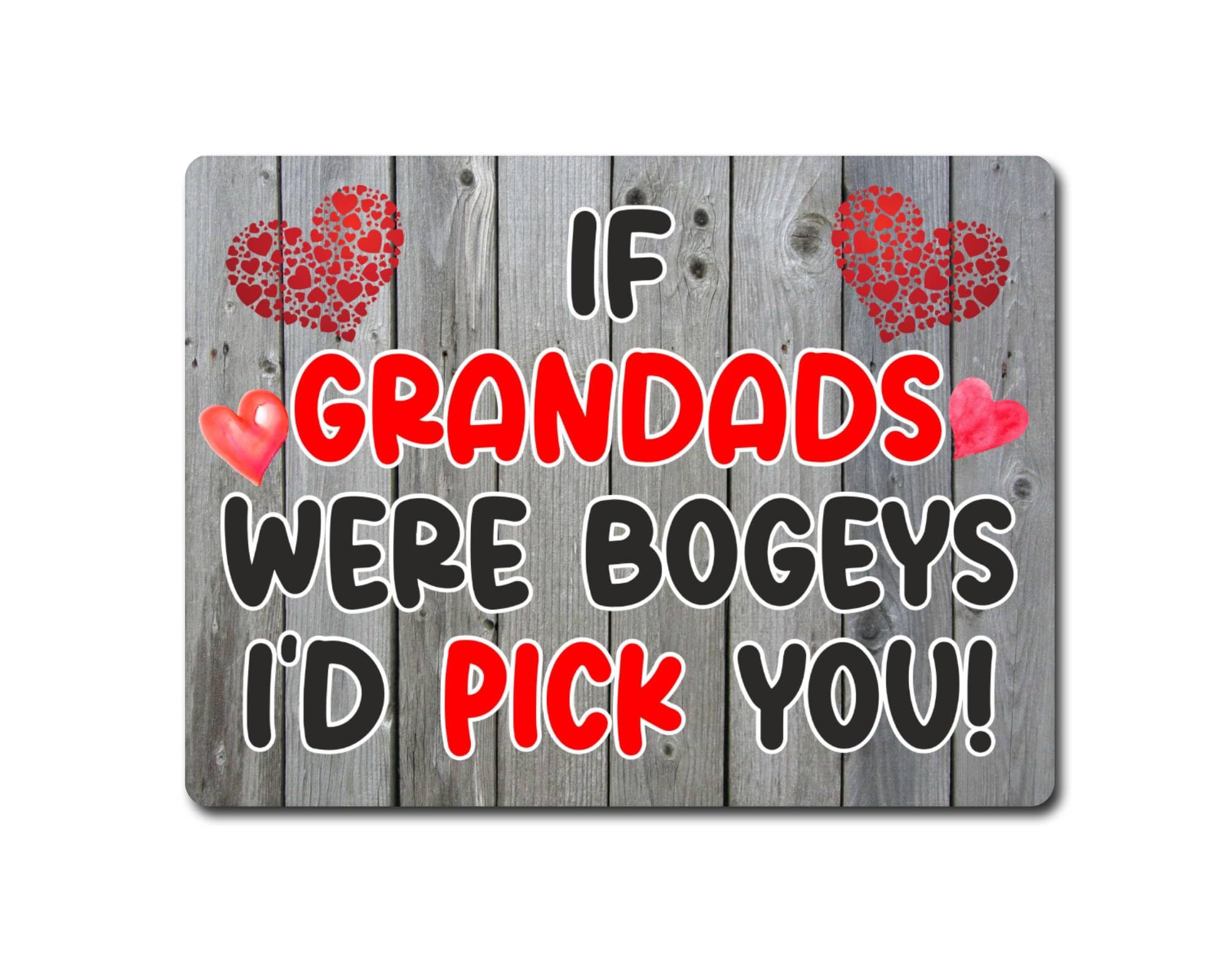 Decalarama Grandad Metal Sign Gift – If Grandad Were Bogeys I'd Pick You – Family Cute Fun Novelty Aluminium Present