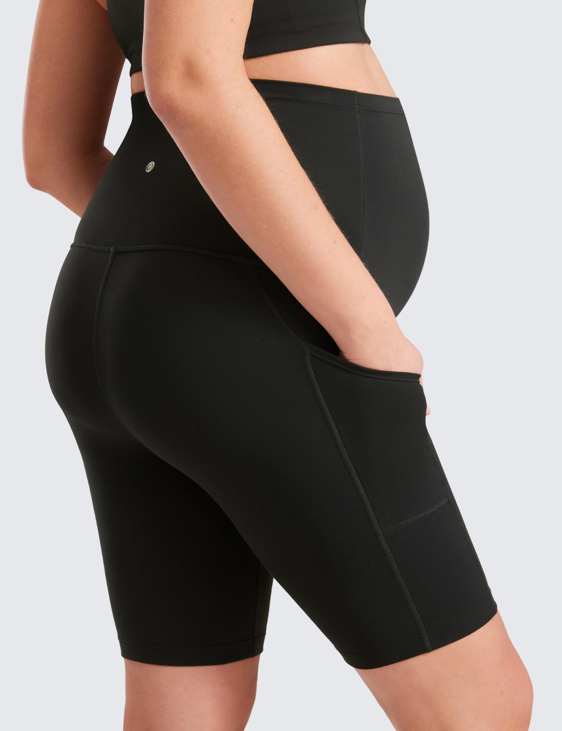 CRZ YOGA Donna Butterluxe maternità Yoga Pantaloncini con Tasche Allenamento Corsa Atletico sopra la Pancia -13cm/20cm