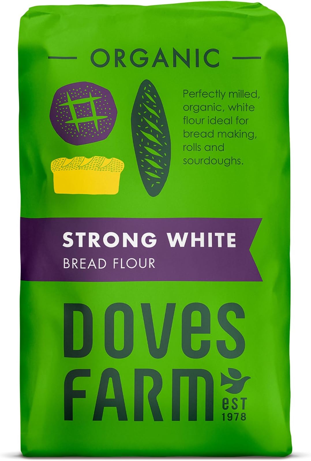 Doves Farm - Organic Strong White Bread Flour - 3.3 lbs (1.5 kg)