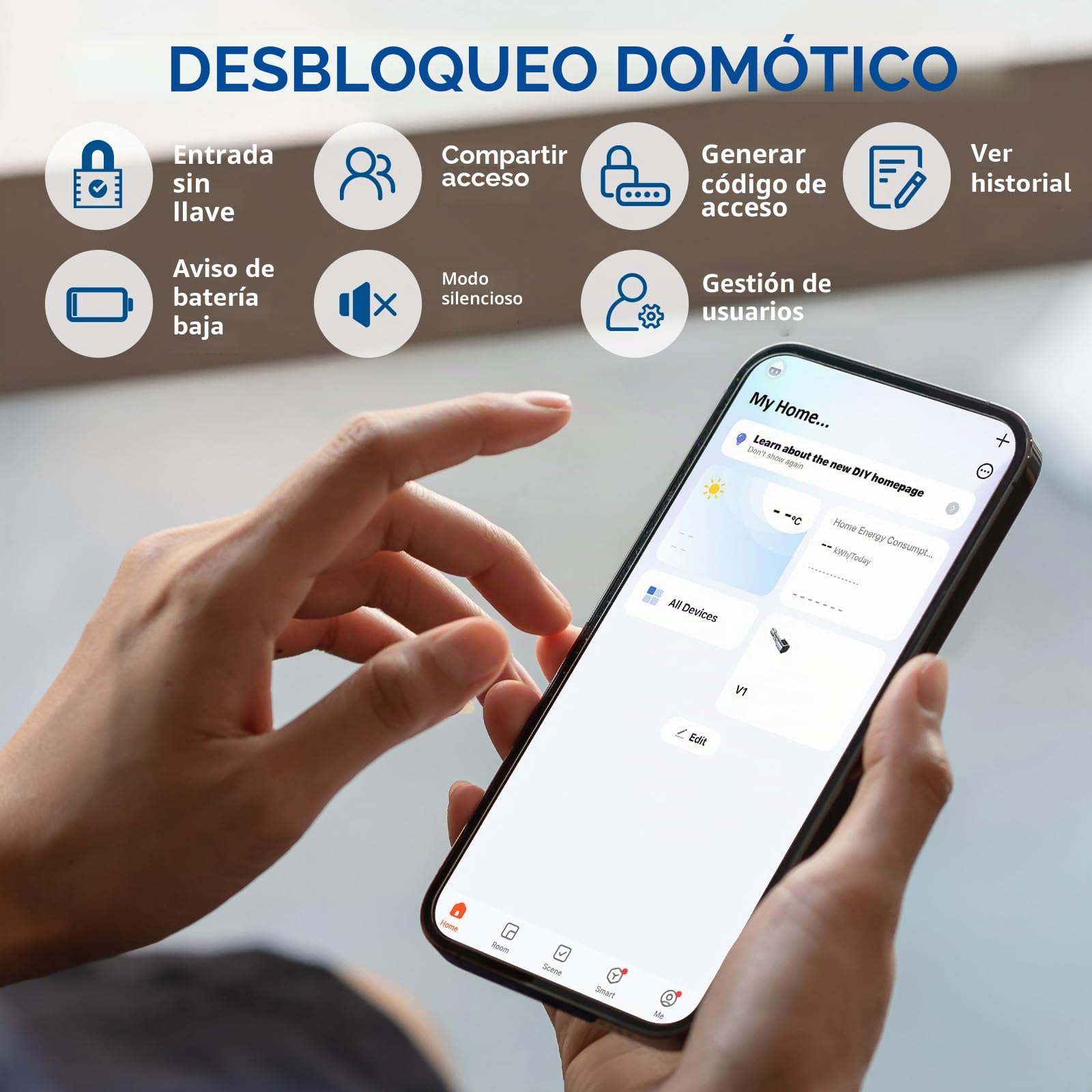 FITNATE Cerradura inteligente de puerta con huella dactilar, palanca de entrada sin llave con aplicación, tarjeta IC, código, llave y desbloqueo biométrico para dormitorio, hogar, hotel, oficina