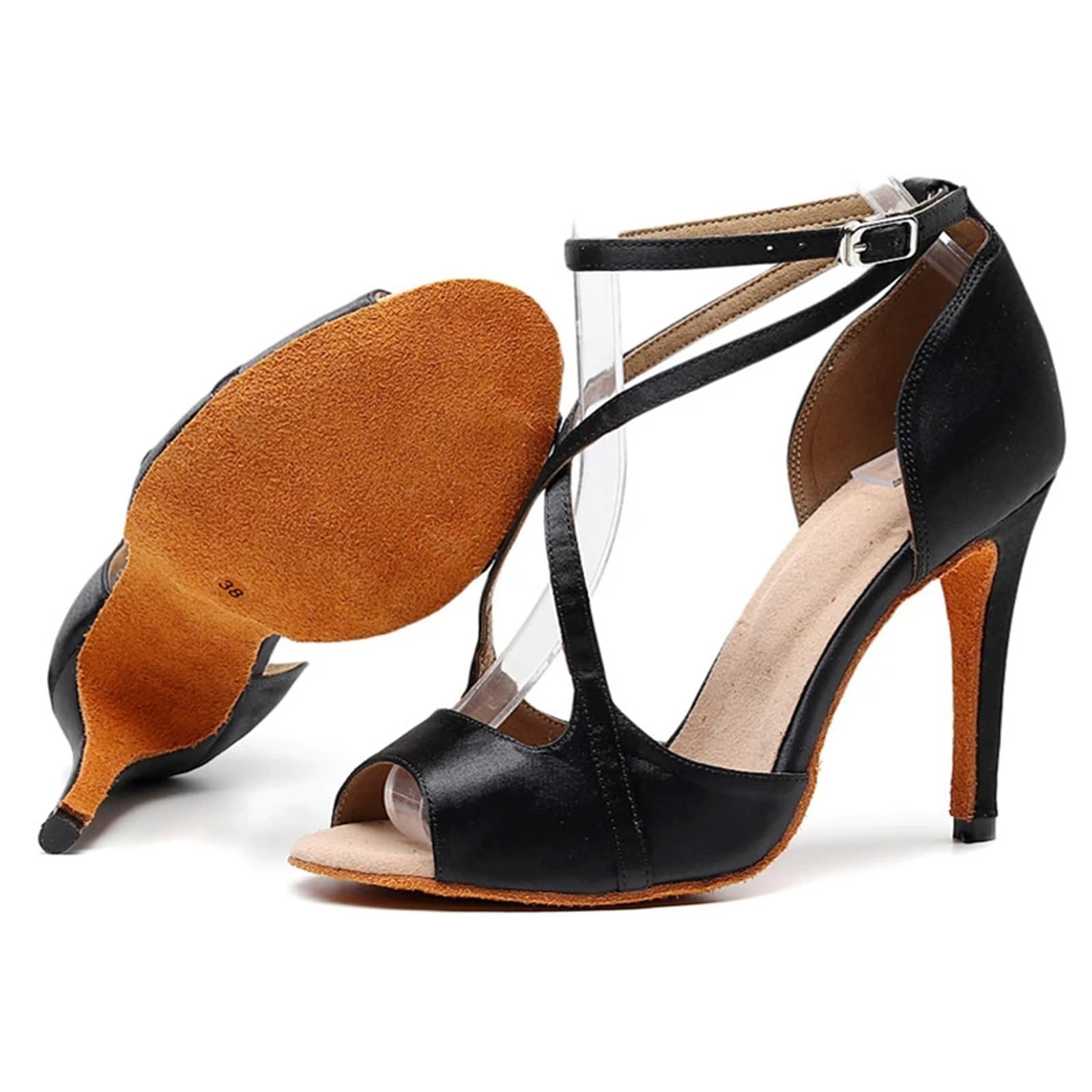 Scarpe da Ballo Latino Donna Scarpe da Donna Ballo Sala Sneakers Salsa | Sandali estivi con tacco alto for ragazze Tango Scarpe da ballo in raso rosso nero