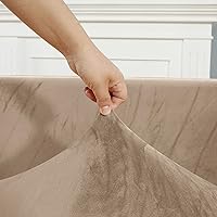 Vista 3 de IMYOGI Fundas de sofá de alta elasticidad en forma de L, 2 fundas de sofá seccionales, una para sofá porción uno para diván, de terciopelo, lavable