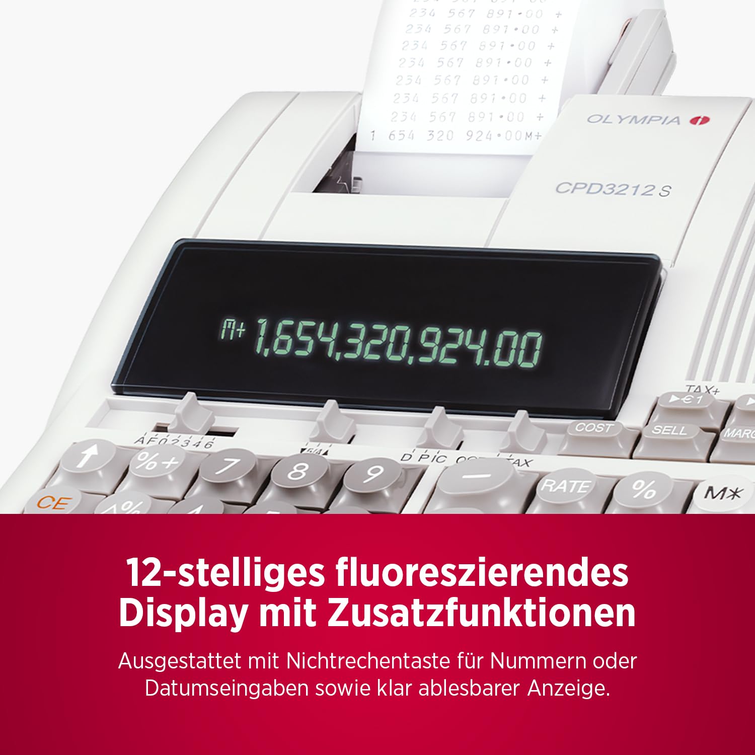 OLYMPIA CPD 3212 S Tischrechner mit Druckwerk 12-stellig Papierrolle 3 Zeilen/Sek.