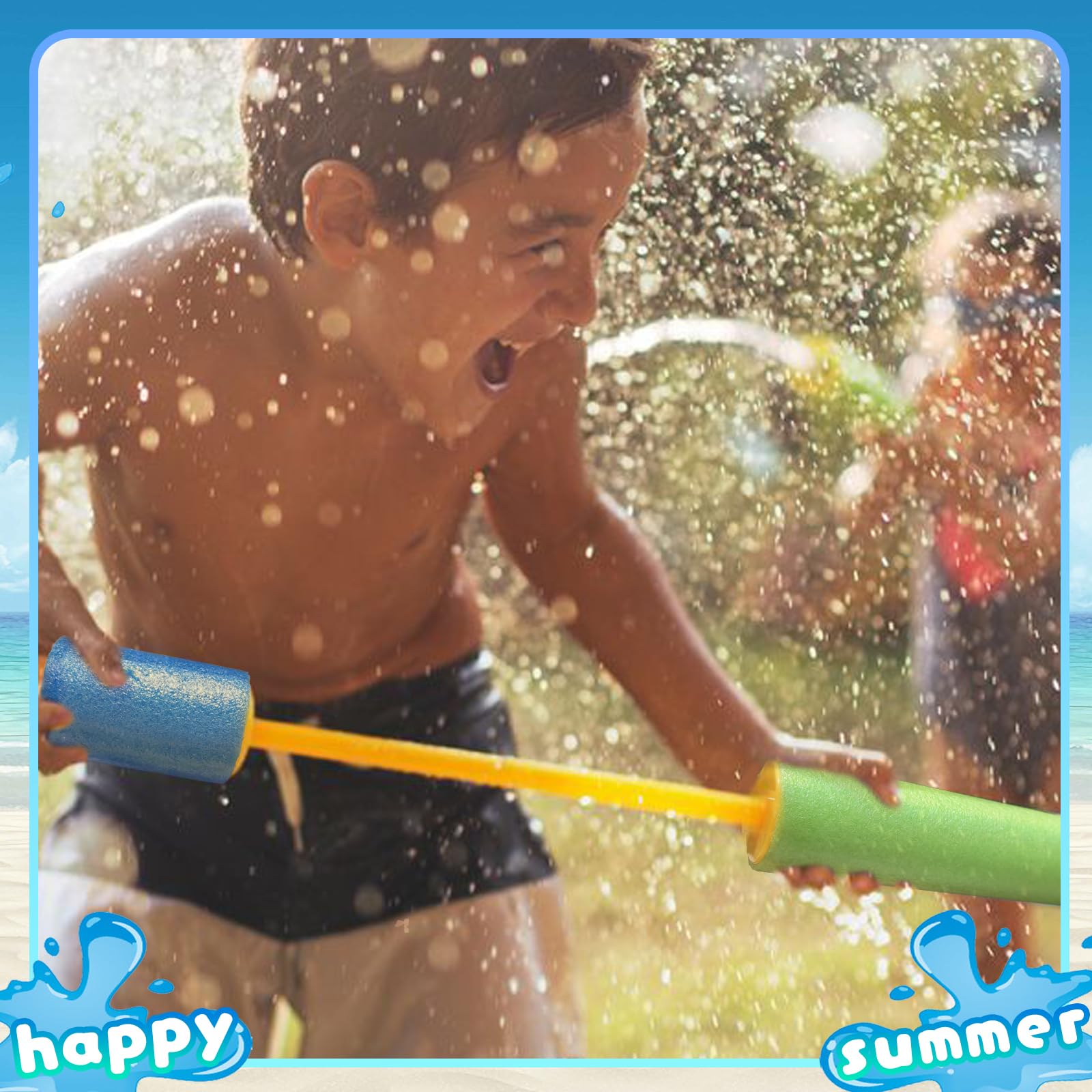 Lot de 5 pistolets à eau en mousse pour enfants - Jouet d'eau d'été pour garçons et filles - Pistolet à eau pour jardin, plage et piscine