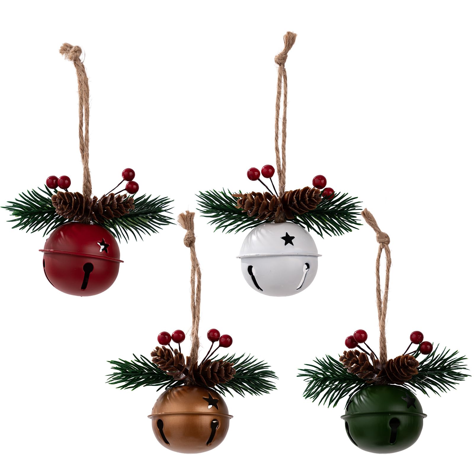 4 decorazioni natalizie da appendere alla porta, per albero di Natale per interni ed esterni, decorazioni per albero di Natale, campane