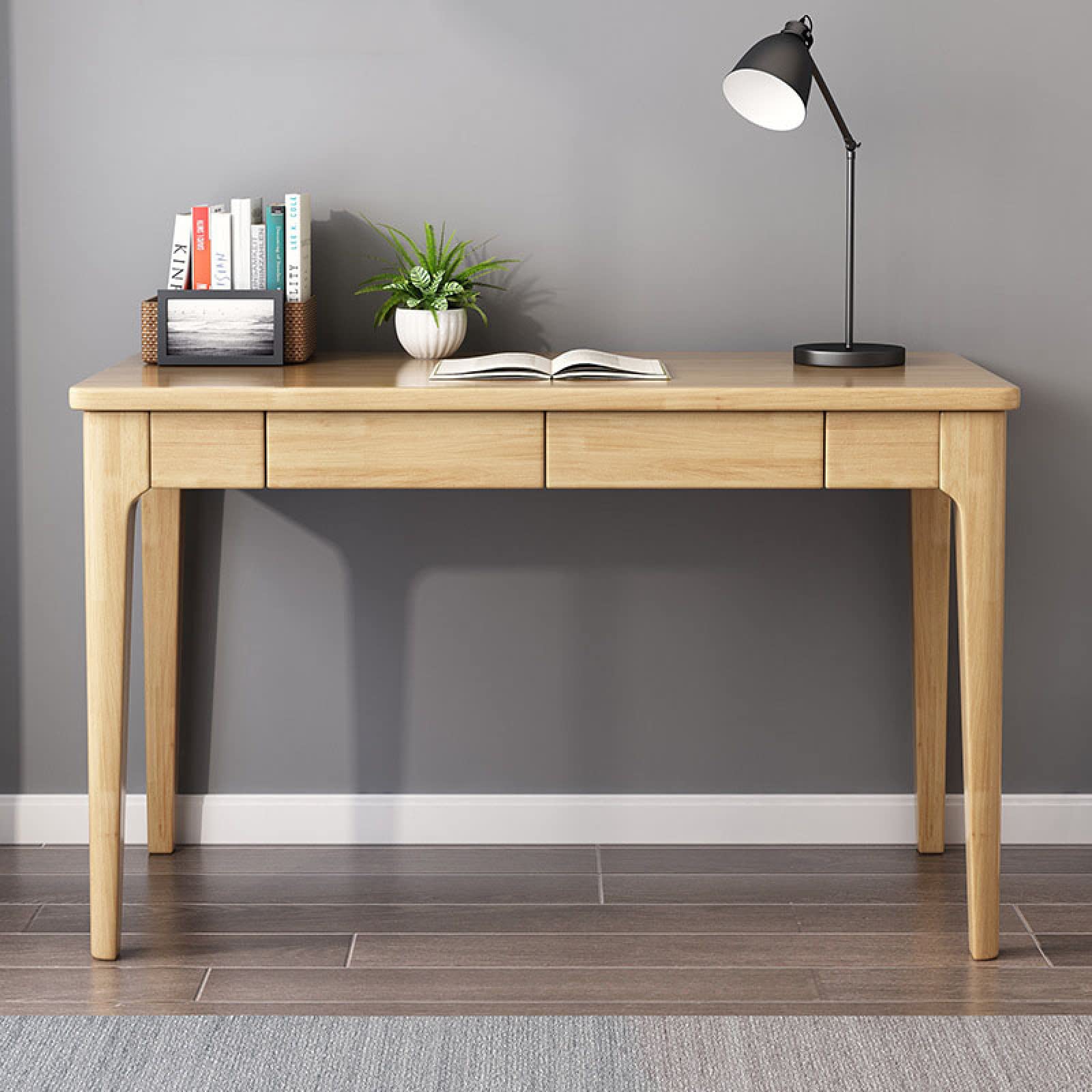 Amazon | 無垢材デスク、引き出し付きコンピューターデスク、ミッド